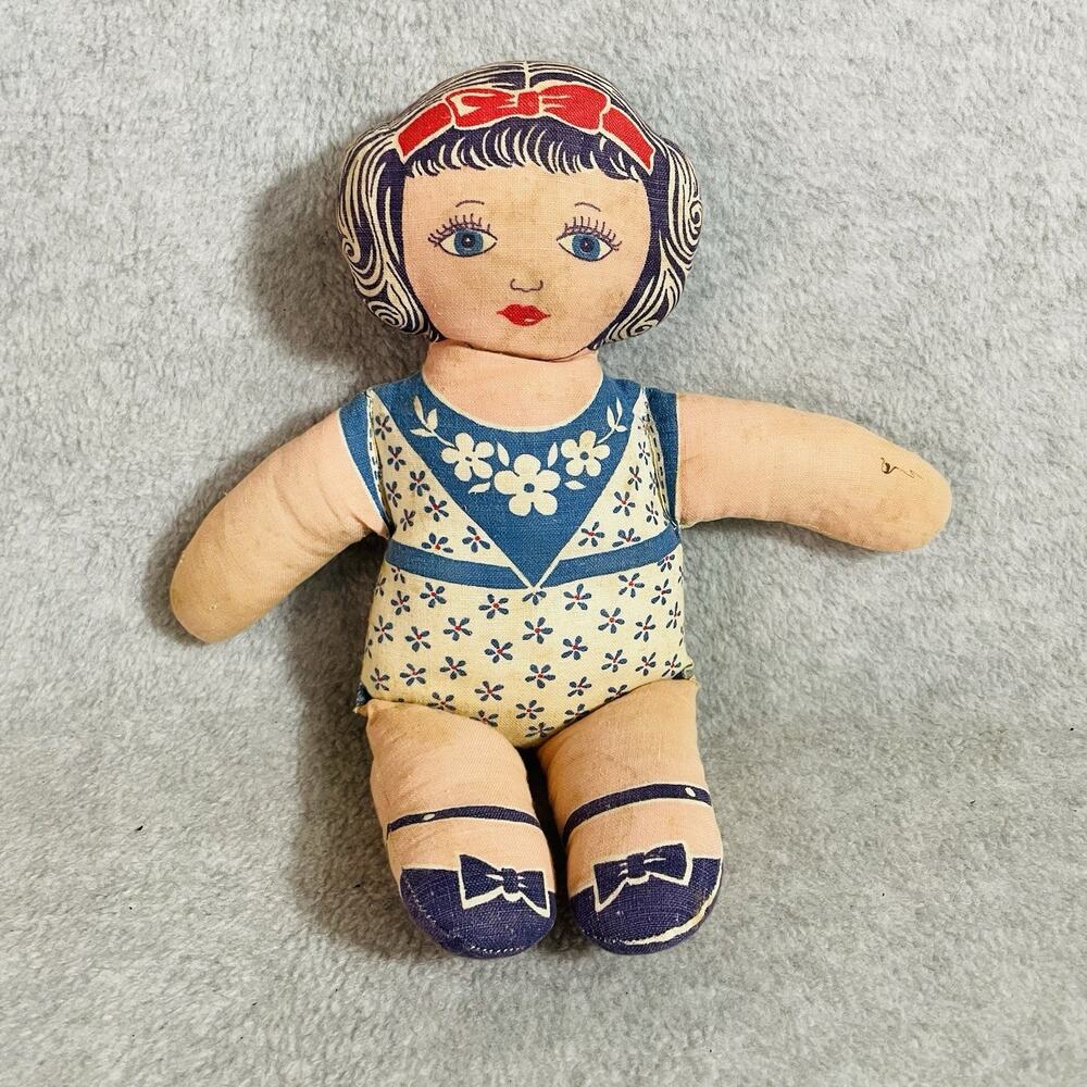 VTG Printed Pattern Cut Sew Doll Dolly 1940's - 1950's ? 12" approx